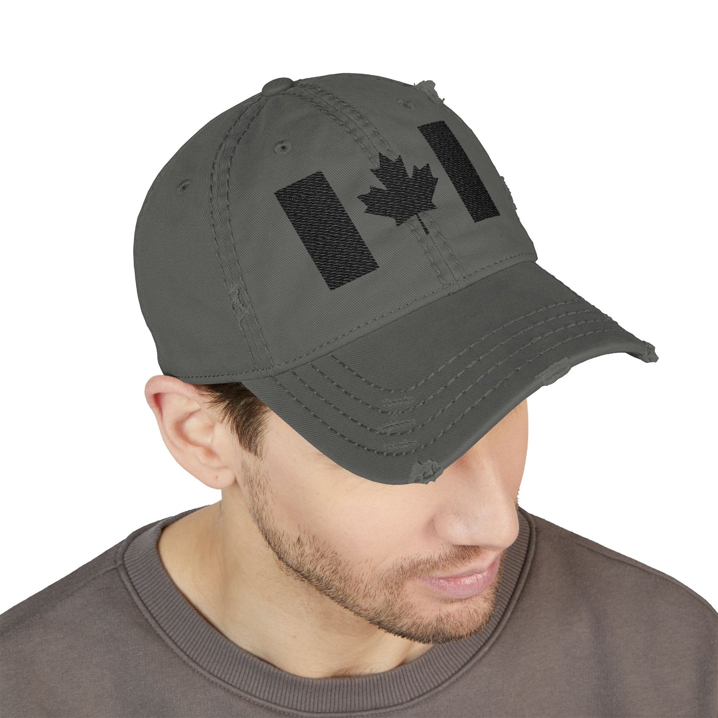 Distressed Canadian Dad Hat with Embroidery | Perfect Baseball Cap for Travel and Leisure