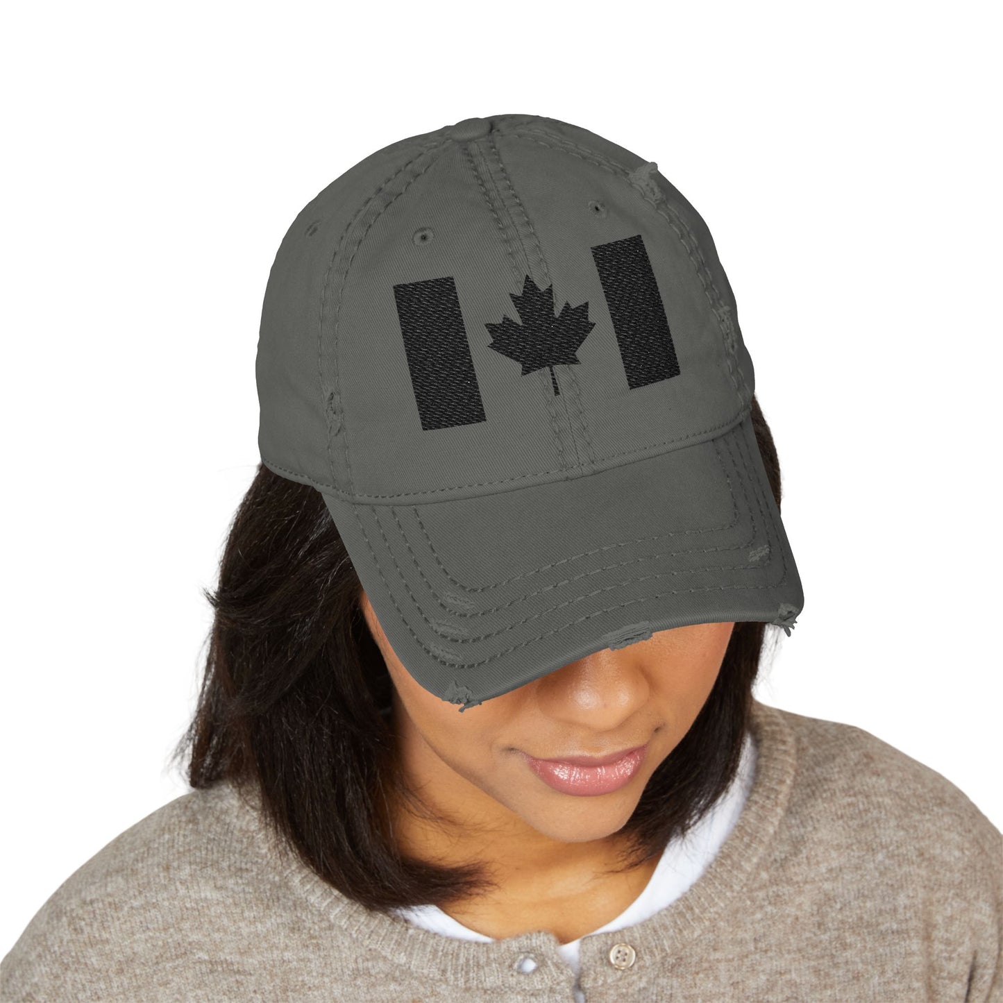 Distressed Canadian Dad Hat with Embroidery | Perfect Baseball Cap for Travel and Leisure